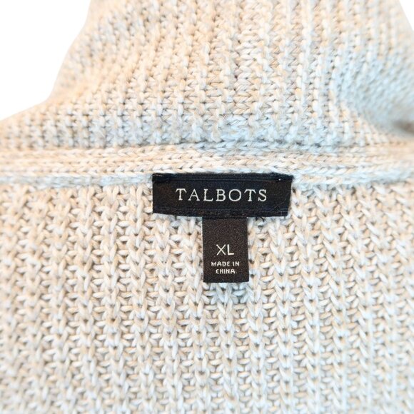 TALBOTS Chunky Cable & Shaker Stitch Open Front Cotton Cardigan Size XL Classic - Picture 7 of 8